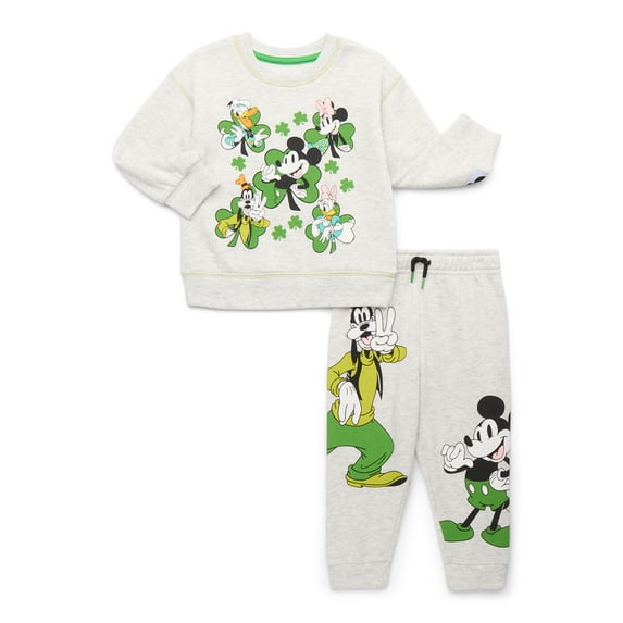 Mickey Mouse and Friends Toddlers' St. Patrick's Day Graphic Sweatshirt and Jogger Pants Set, 2-Piece, Sizes 12M - 5T