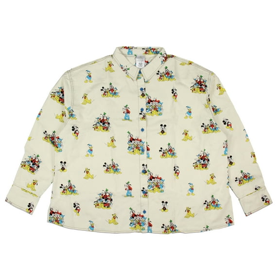 Mickey Mouse and Friends Woman's Button-Up Long-Sleeve Adult Collar Shirt