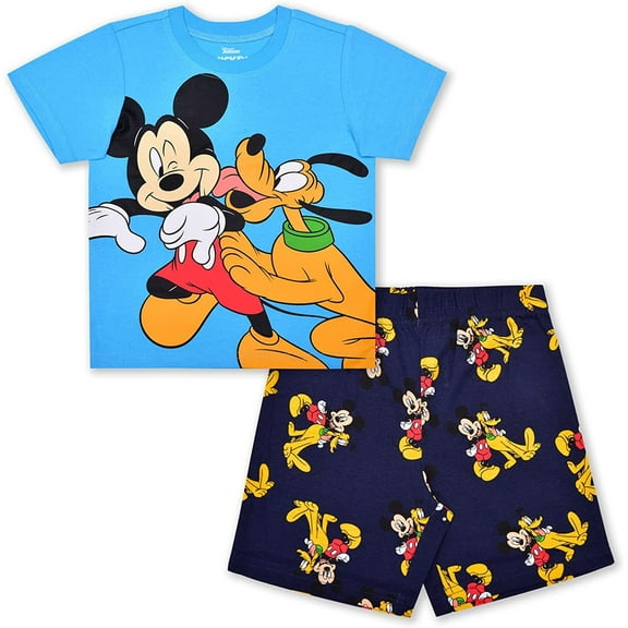 Mickey Mouse and Pluto Boys 2 Piece Pajama Short Set, Toddler