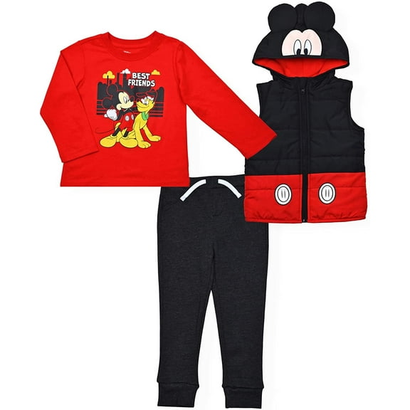 Mickey Mouse and Pluto Boys 3 Piece Vest Set, Toddler