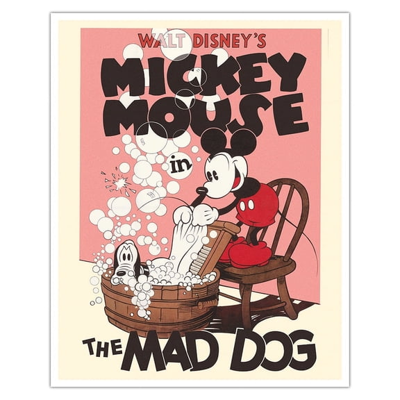 Mickey Mouse in The Mad Dog - Vintage Film Movie Poster c.1932 - Fine Art Matte Paper Print (Unframed) 16x20in