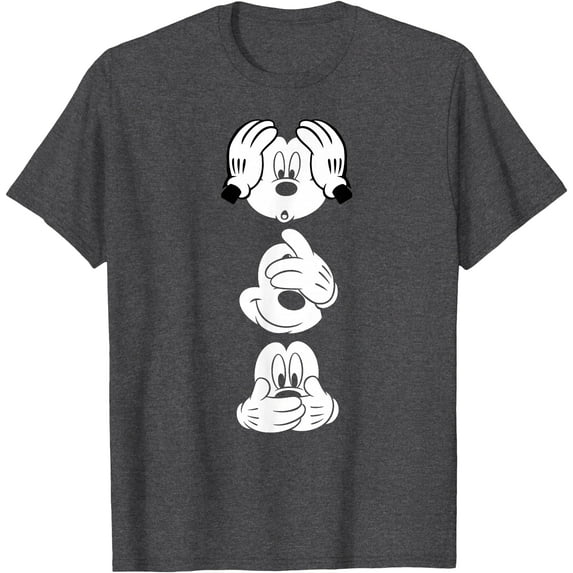Mickey Mouses Three Faces DTG Print Unisex T-Shirt,Dark Heather Grey Color,Size L