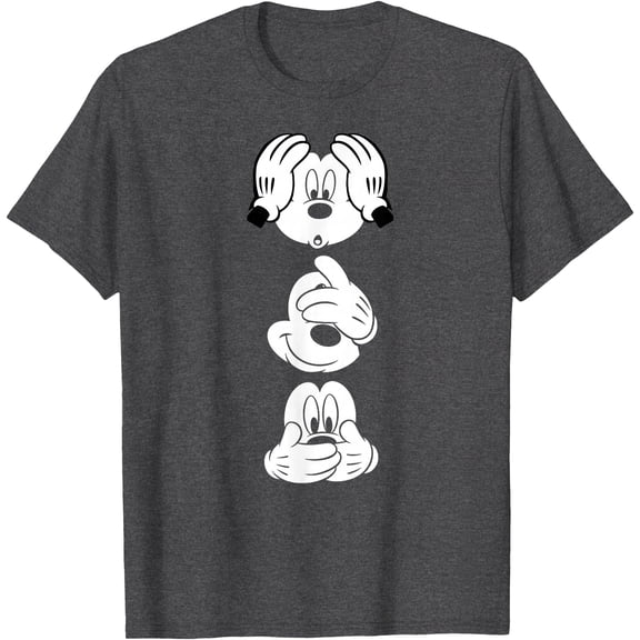 Mickey Mouses Three Faces DTG Print Unisex T-Shirt,Dark Heather Grey Color,Size YS