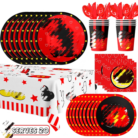 Cartoon Party Decorations Tableware,141Pcs Cartoon Theme Tableware Set - Cartoon Birthday Plates and Cups Napkins Tablecloth etc Cartoon Birthday Decorations Tableware for Boys