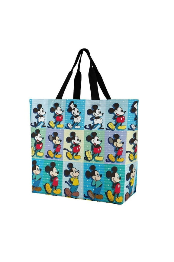 Mickey Print Bag Shoulder Shopping Bag Canvas Tote Bag Large Grocery Bag Reusable Beach Handbag for Men Women