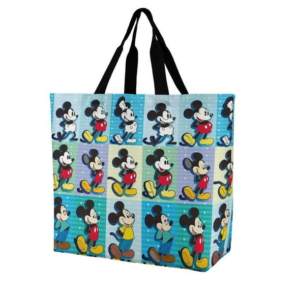 Mickey Print Bag Shoulder Shopping Bag Canvas Tote Bag Large Grocery Bag Reusable Beach Handbag for Men Women