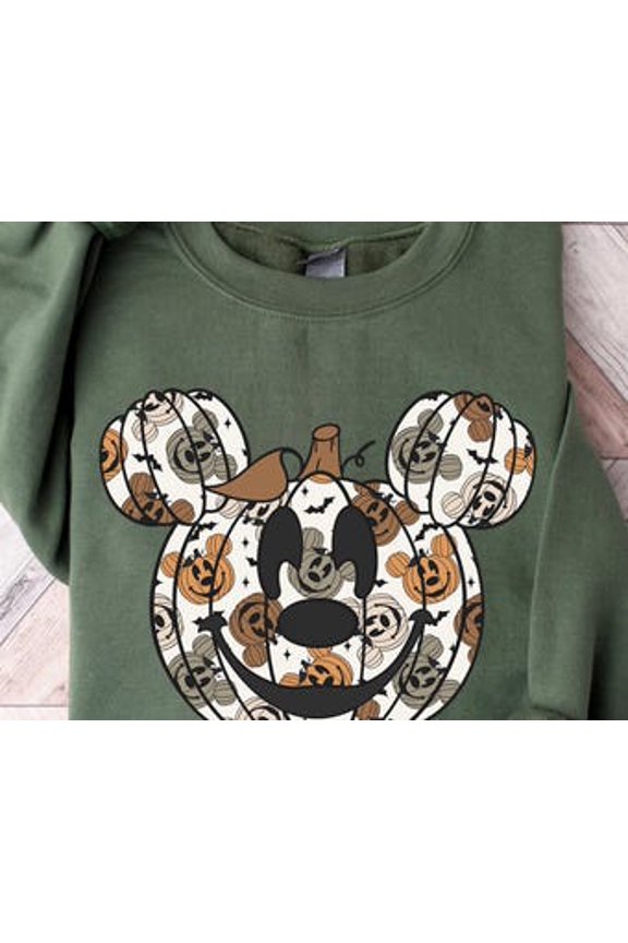 Mickey Pumpkin, Disney Halloween, Disney Halloween, Mickey Halloween Gift, Disney Pumpkin Shirt, Disney Fall Shirt, Millitary Green Sweatshirt