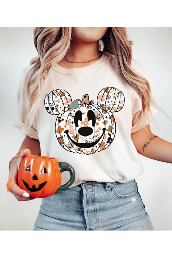 Mickey Pumpkin Shirt, Disney Halloween Shirt, Halloween Disney Gift, Disney Halloween Pumpkin Shirt, Disney Fall Shirt, White Tshirt