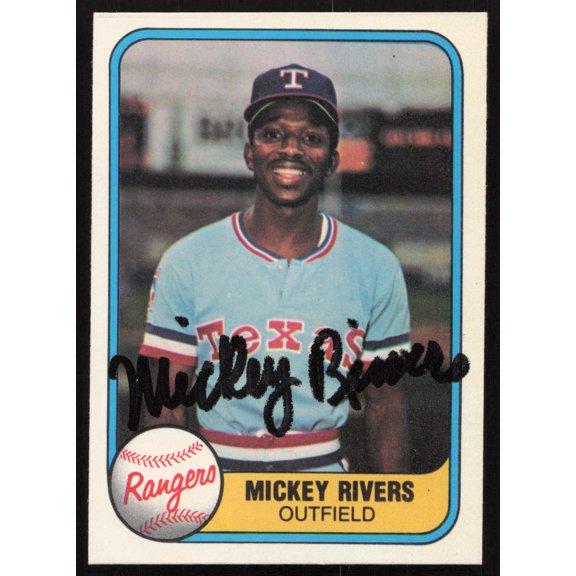 Mickey Rivers Autographed 1981 Fleer Card #617 Texas Rangers SKU #265116