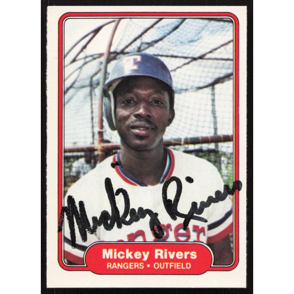 Mickey Rivers Autographed 1982 Fleer Card #328 Texas Rangers SKU #264761