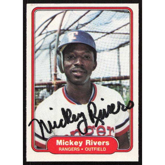 Mickey Rivers Autographed 1982 Fleer Card #328 Texas Rangers SKU #264762