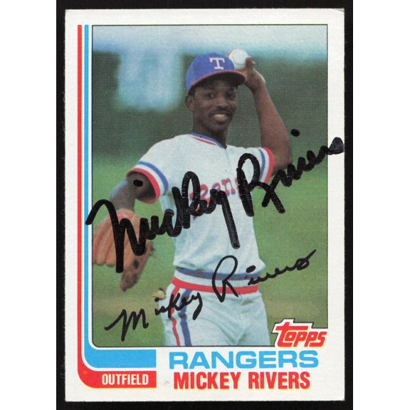 Mickey Rivers Autographed 1982 Topps Card #704 Texas Rangers SKU #264828