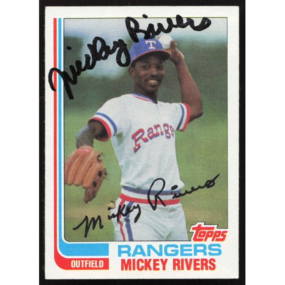 Mickey Rivers Autographed 1982 Topps Card #704 Texas Rangers SKU #264829