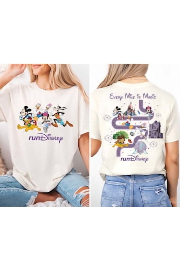 Mickey Run Disney&nbsp;, Every Mile Is Magic Sweat, Mickey And Friends Racing, Disney Weekend Marathon 2026 Shirt, Minnie Running, White Tshirt
