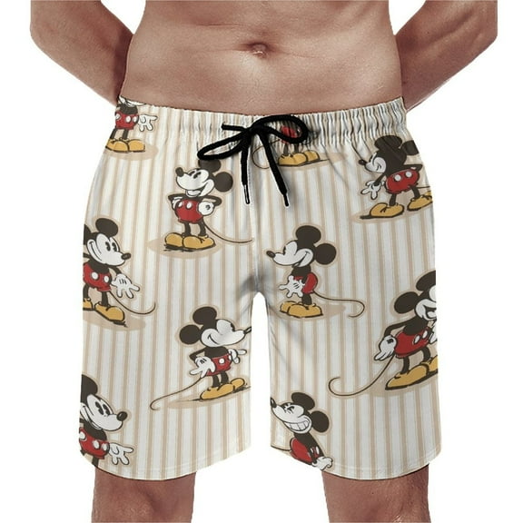 Mickey Shorts Men's Beachwear Quick Dry Hawaii Swimwear Sports Running Board Shorts Bathing Suits Mesh Lining XL