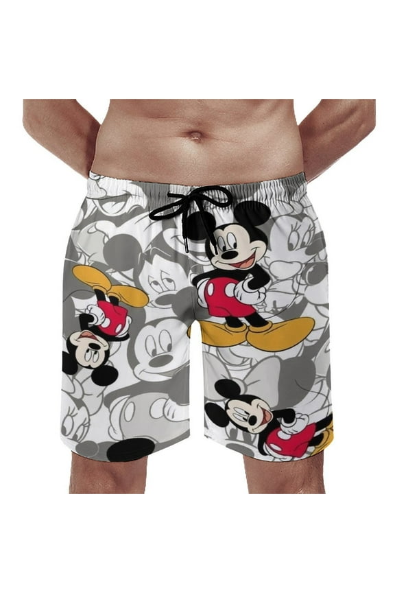 Mickey Shorts Men's Beachwear Quick Dry Hawaii Swimwear Sports Running Board Shorts Bathing Suits Mesh Lining XS