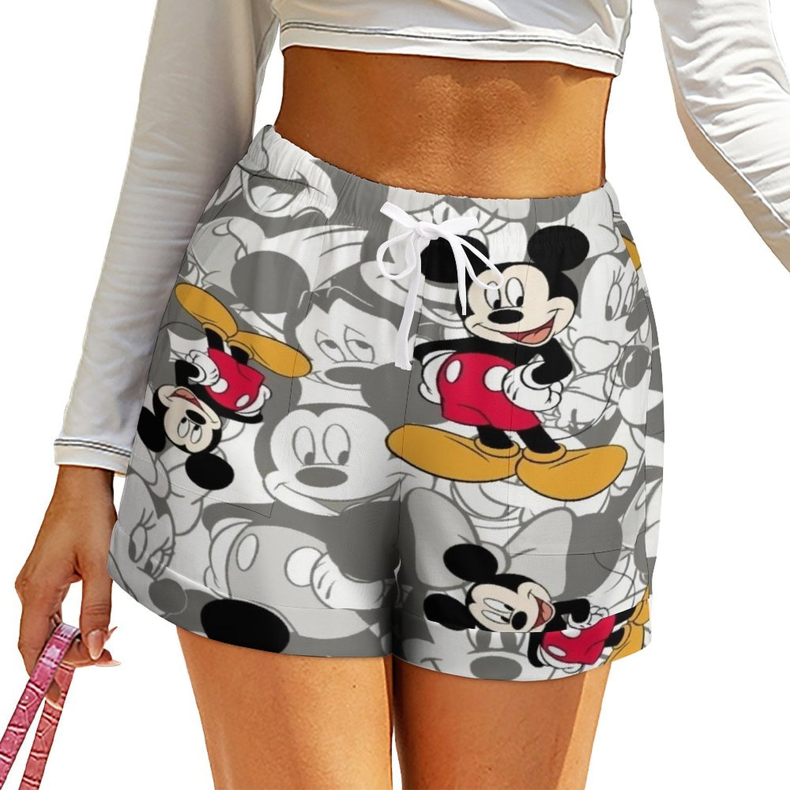 High waisted mickey mouse shorts hot sale