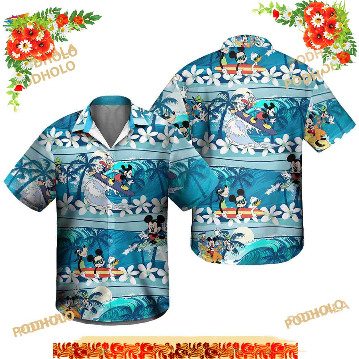 Mickey Surfing Hawaiian Shirt, Disney Hawaiian Shirt, Aloha Hawaiian Shirt, Vacation Hawai