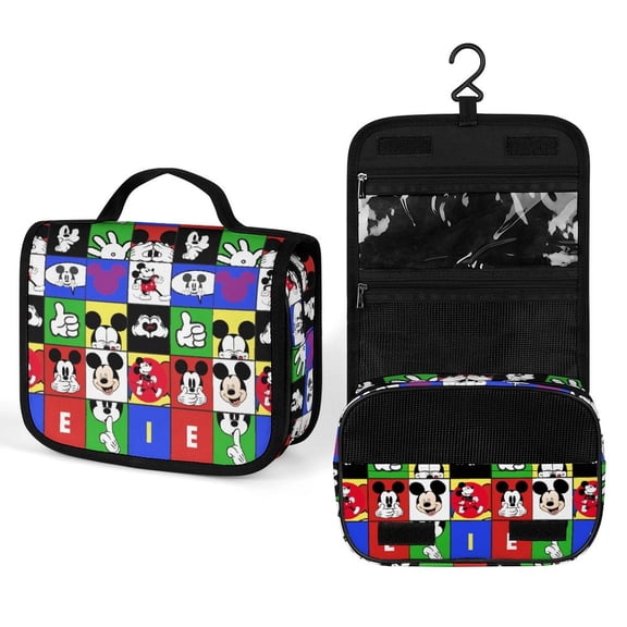 Mickey Toiletry Bag Hanging Wash Bag Portable Travel Makeup Organizer with Hook for Women Men