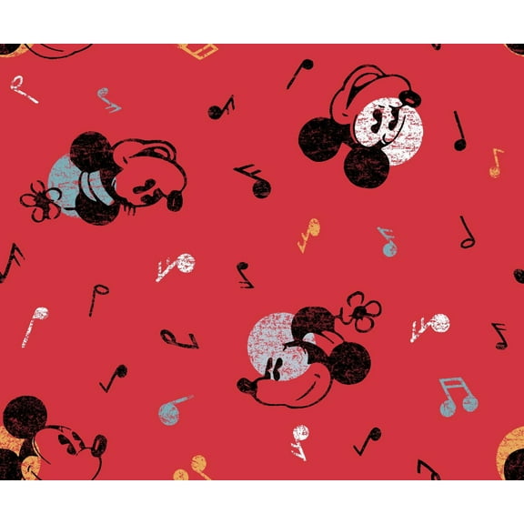 Mickey Vintage Mouse Music Cotton Fabric