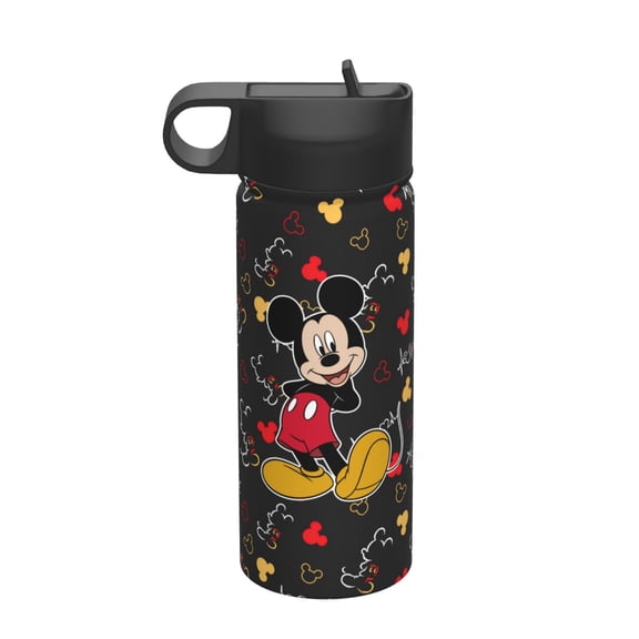 Mickey Water Bottle with Straw 18 Ounce Kids Stainless Steel Vacuum Insulated Water Bottle with Lid