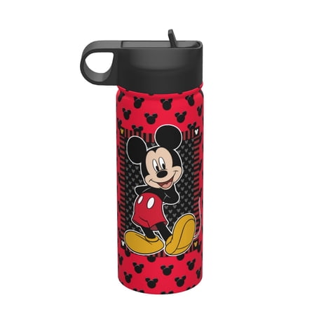 Mickey Water Bottle with Straw 18 Ounce Kids Stainless Steel Vacuum Insulated Water Bottle with Lid