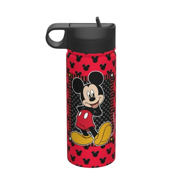 Mickey Water Bottle with Straw 18 Ounce Kids Stainless Steel Vacuum Insulated Water Bottle with Lid