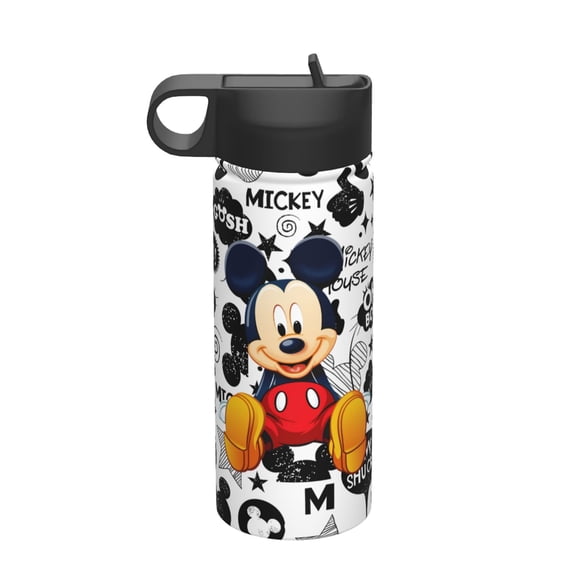 Mickey Water Bottle with Straw 18 Ounce Kids Stainless Steel Vacuum Insulated Water Bottle with Lid