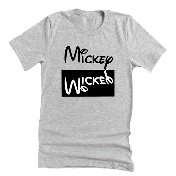 Mickey Wicked Shirt, Animal Kingdom Epcot Magic Kingdom Vacation Shirt Casual Unisex Short Sleeve ( Small, Gray)