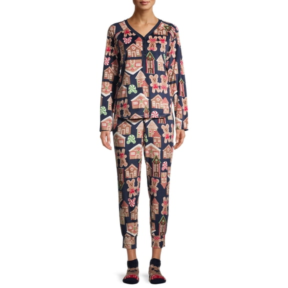 Mickey Women's and Women's Plus 3-Piece Giftable Pajama Set with Socks