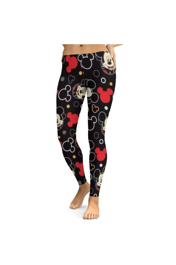 Mickey Yoga Pants for Women Girls Workout Leggings Stretch High Waist Stretchy Soft Sport Pants XL