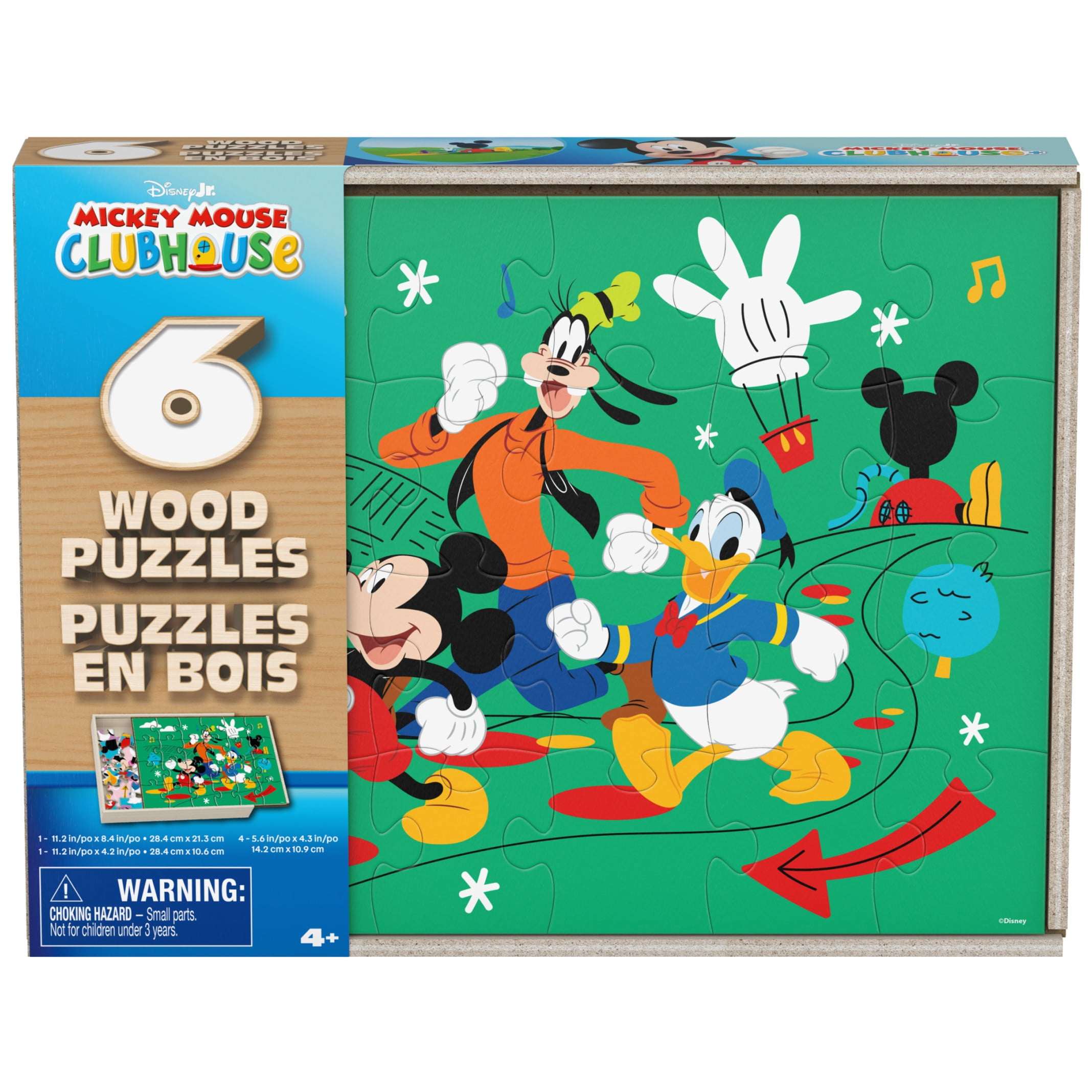 MIKI●503my37● Mickey and Friends, 6 Jigsaw Puzzles in Wooden Storage Box, Ages 3