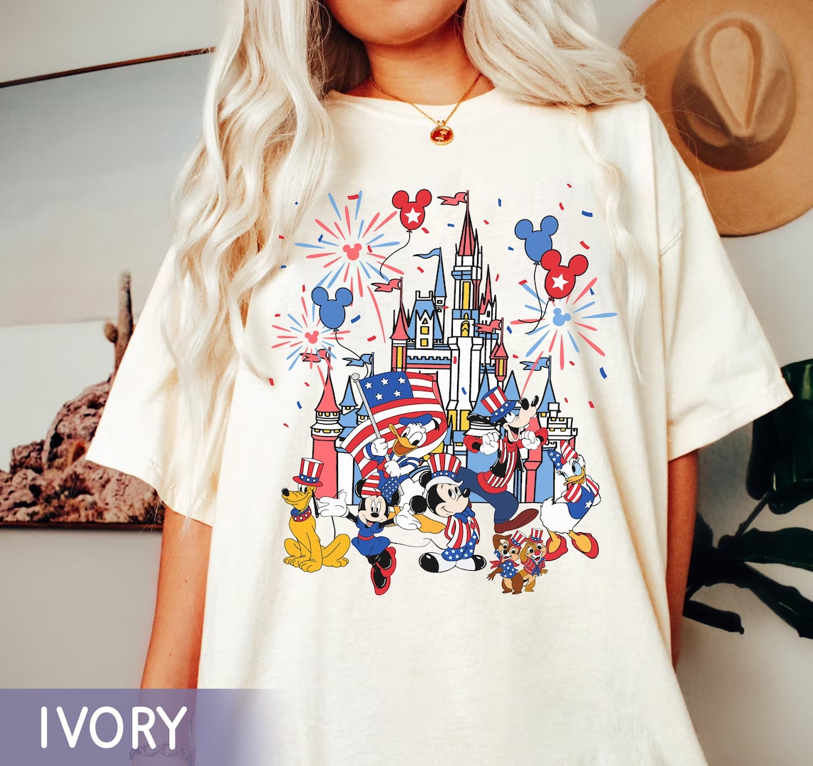 Mickey and Friends Disney Castle Happy 4th of July Shirt, Disney ...