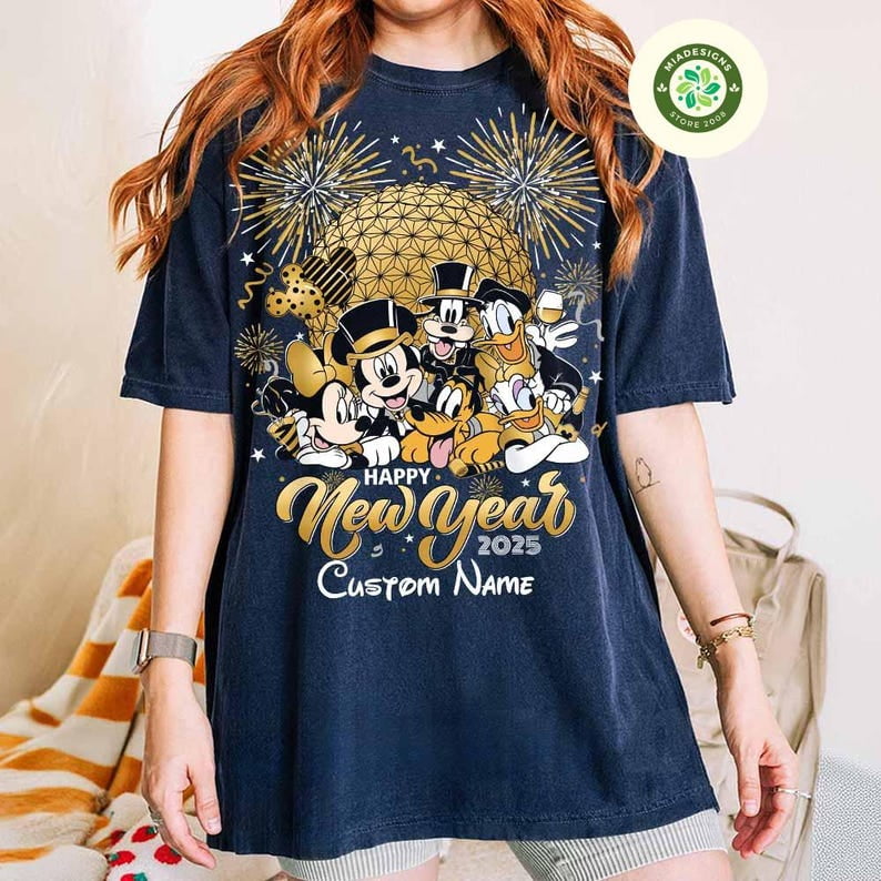 Mickey and Friends Epcot Happy New Year 2025 Shirt Disney Epcot Fireworks WDW Disneyland Family