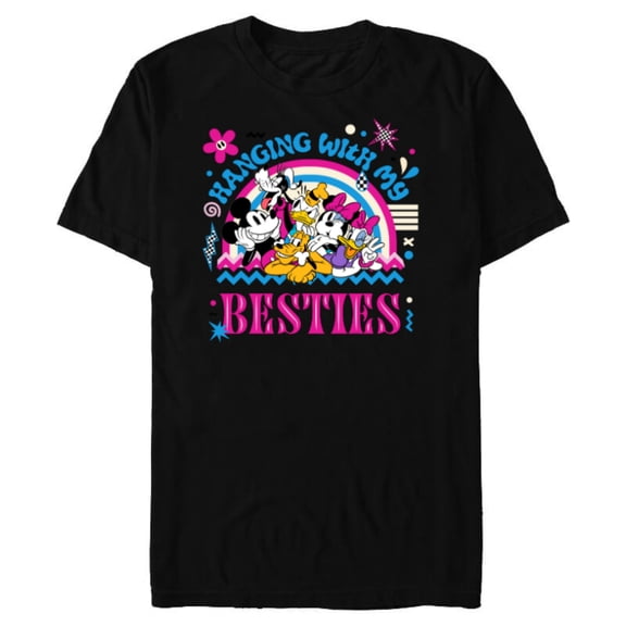 Mickey and Friends Hanging with My Besties - Short Sleeve Blended T-Shirt for Adults - Customized-Black