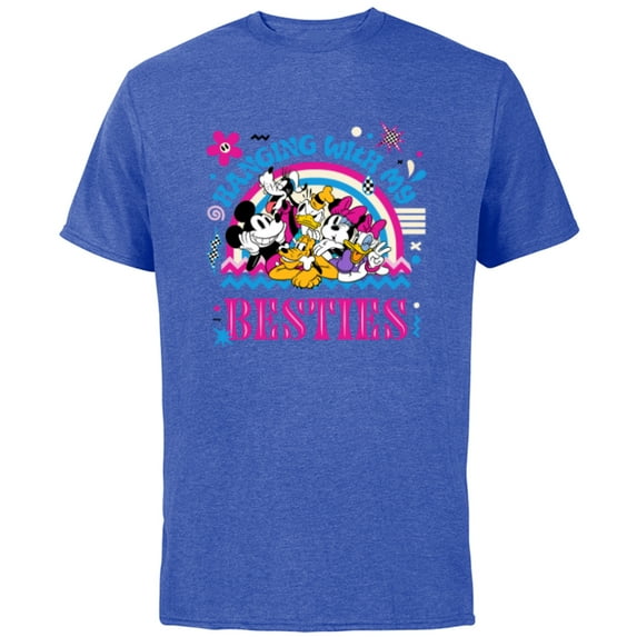 Mickey and Friends Hanging with My Besties - Short Sleeve Cotton T-Shirt for Adults - Customized-Royal Heather