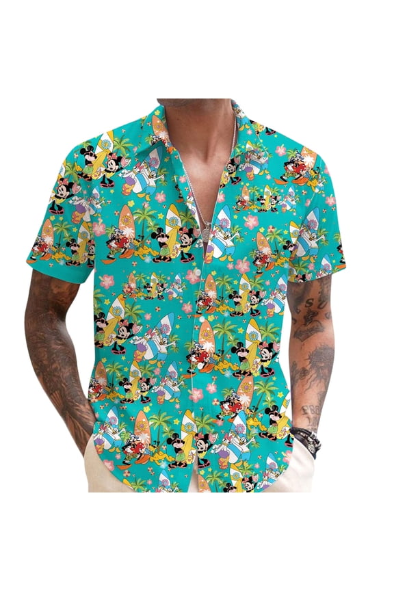 Mickey and Friends Hawaiian Shirt, Disneyland Hawaiian Shirt, Disney Summer Shirt, Mickey Hawaii Button Up, Disney Trip 2025 Shirt