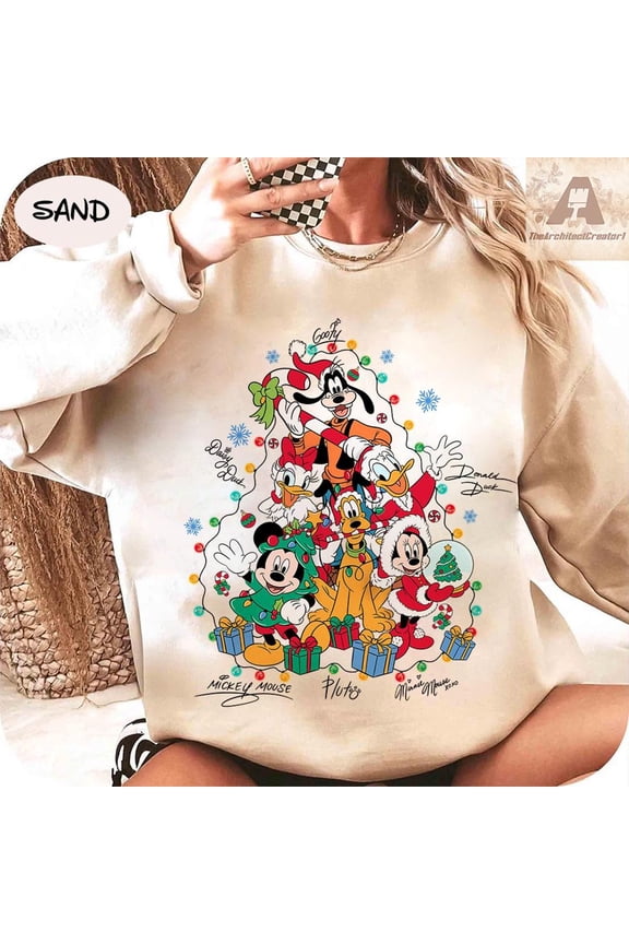 Mickey and Friends Signatures Christmas Sweatshirt, Disney Christmas Shirt, Mickey's Very Merry Christmas Party Sweater