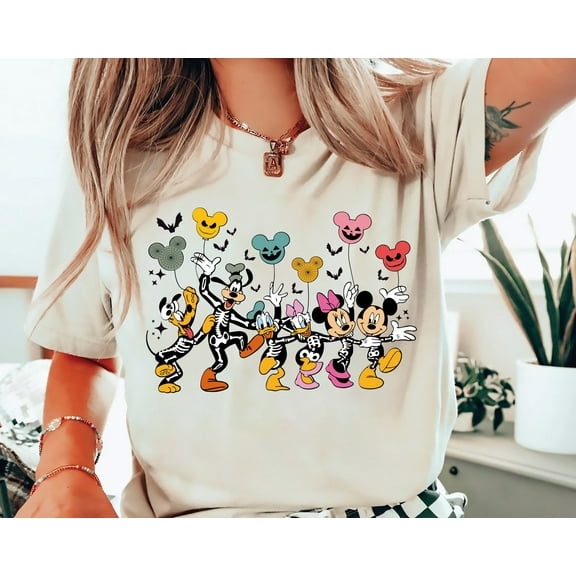 Mickey and Friends Skeleton Halloween Shirt, Disney Halloween Shirt, Spooky Season Shirt, Disneyland Horror Witch Tee, Disney Pumpkin Shirt