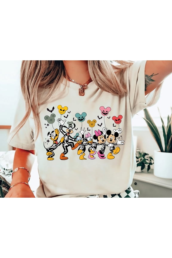 Mickey and Friends Skeleton Halloween Shirt, Disney Halloween Shirt, Spooky Season Shirt, Disneyland Horror Witch Tee, Disney Pumpkin Shirt