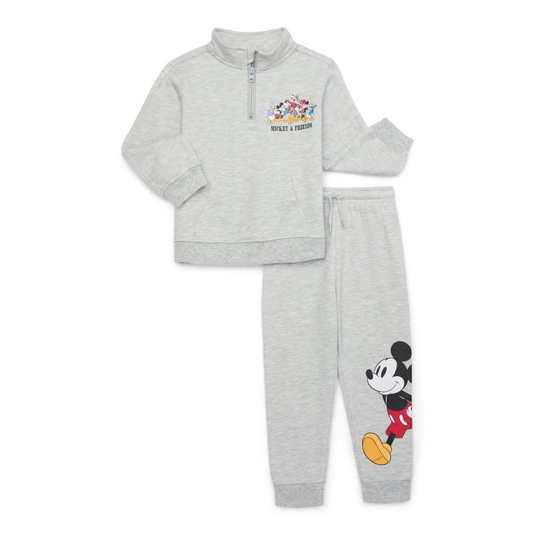 Mickey Mouse and Friends Toddler Boys Quarter Zip Sweatshirt and Joggers Set 2 Piece Sizes 2T 5T