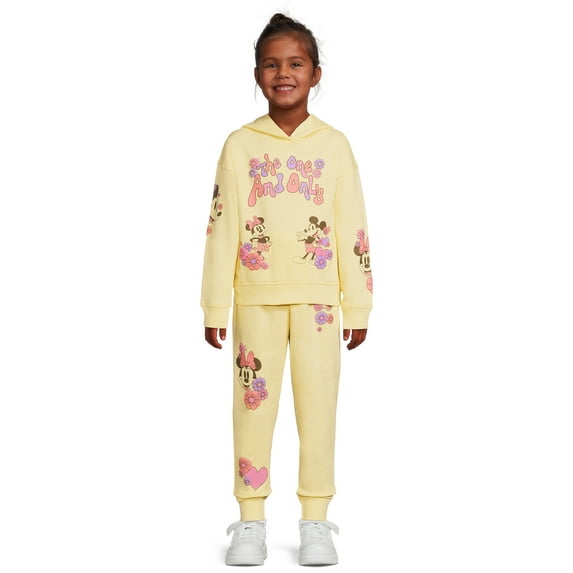 Mickey and Minnie Girls Graphic Hoodie and Jogger Outfit Set, 2-Piece, Sizes 4-16