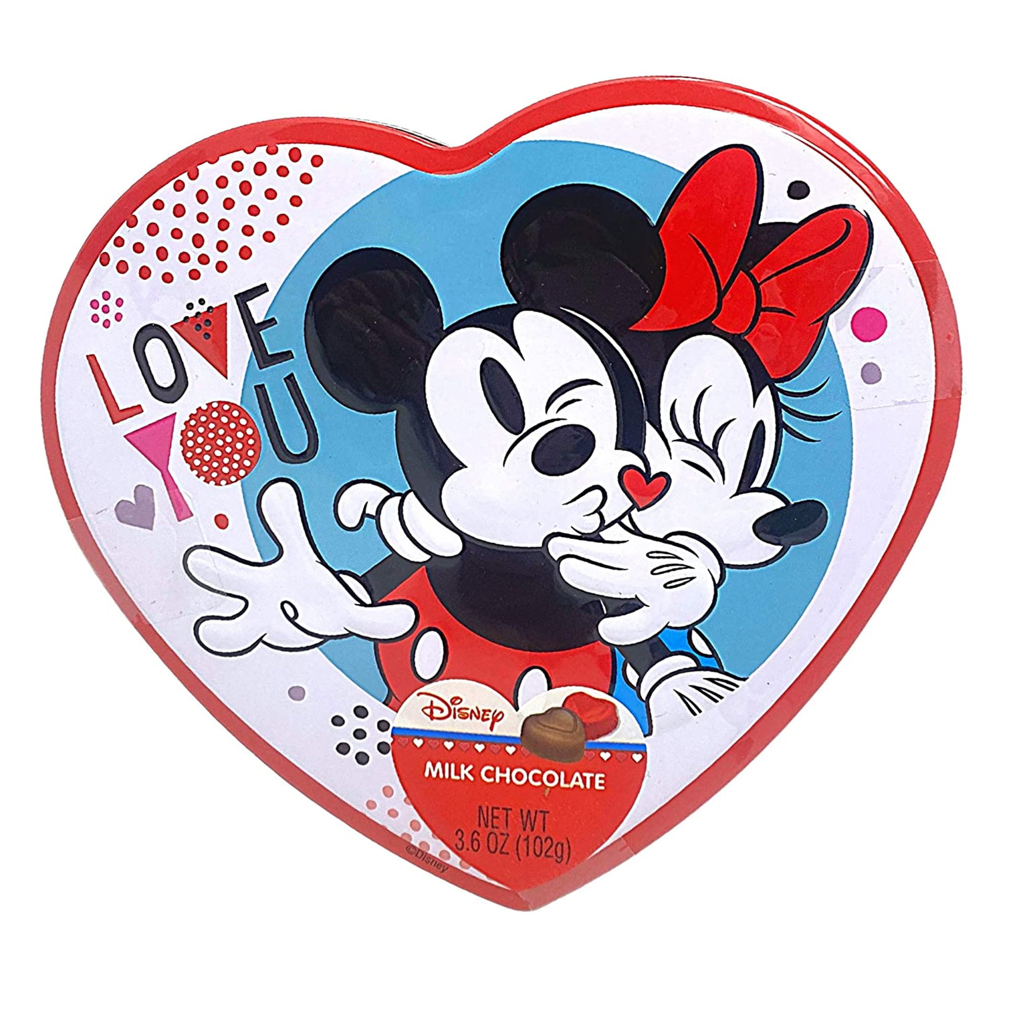 Mickey and Minnie Heart Tin, Anniversary Candy Milk Chocolate