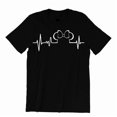 thumbnail image 1 of Mickey and Minnie Heartbeat T-Shirt, Vacation Shirt Casual Short Sleeve (Black-Small), 1 of 7