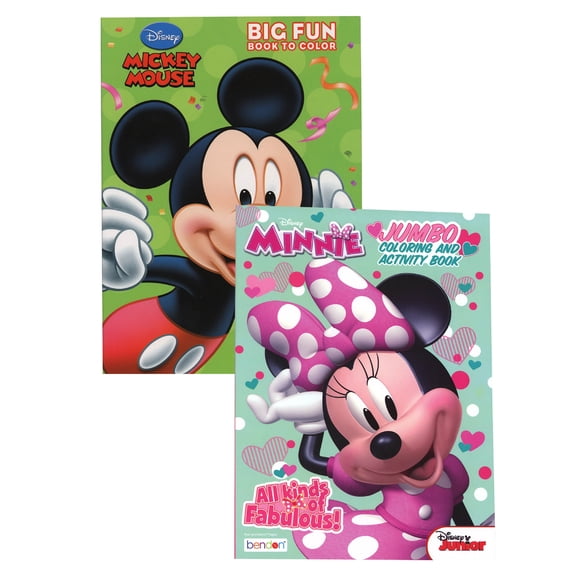Mickey and Minnie Jumbo Coloring Activity Book 80-Page Educational (2 Items)