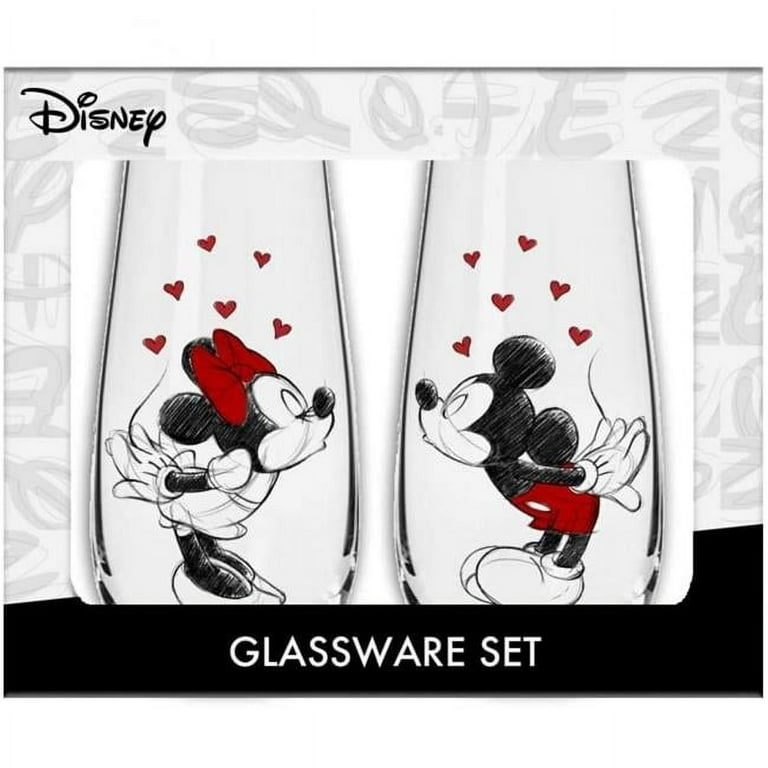 Mickey Mouse Heads Ears Etched Frosted WINE Glass Walt Disney World Set Of  2