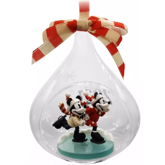 Disney 2021 Holiday Mickey & Minnie Mouse Glass Drop Sketchbook Ornament