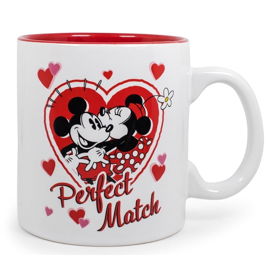 Mickey and Minnie Mouse "Perfect Match" Ceramic Coffee Mug | Holds 20 Ounces