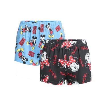 Mickey and Minnie Mouse Women's and Women's Plus Jersey Sleep Shorts, 2-Pack, Sizes XS-3X