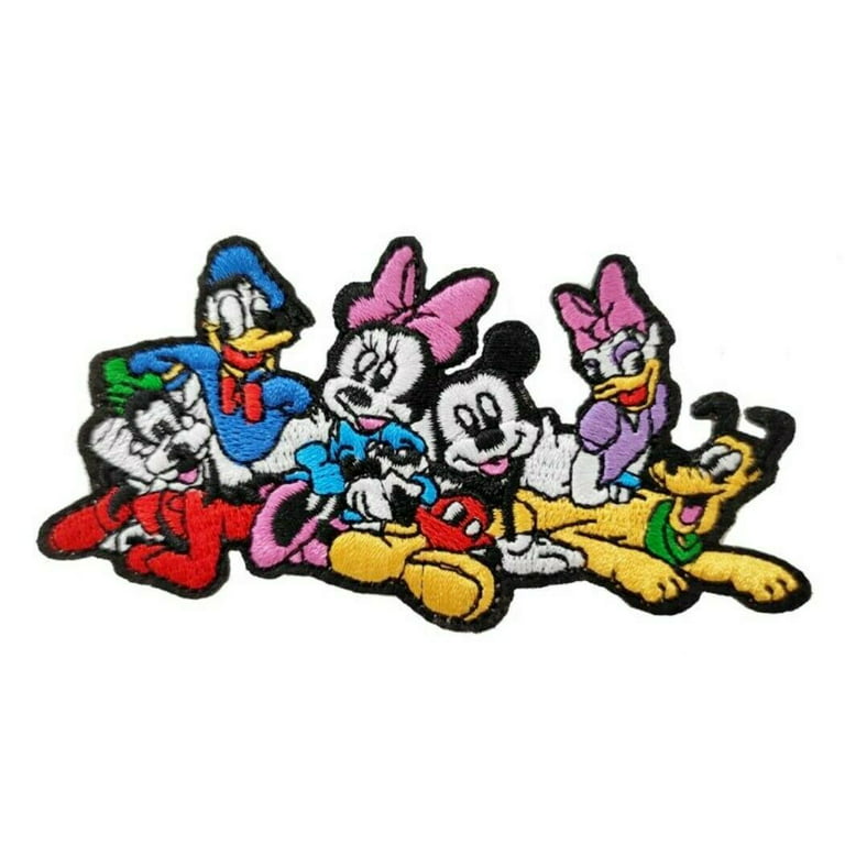Mickey and Minnie Mouse and Friends 4.25 Inches Wide Embroidered Iron On  Patch 